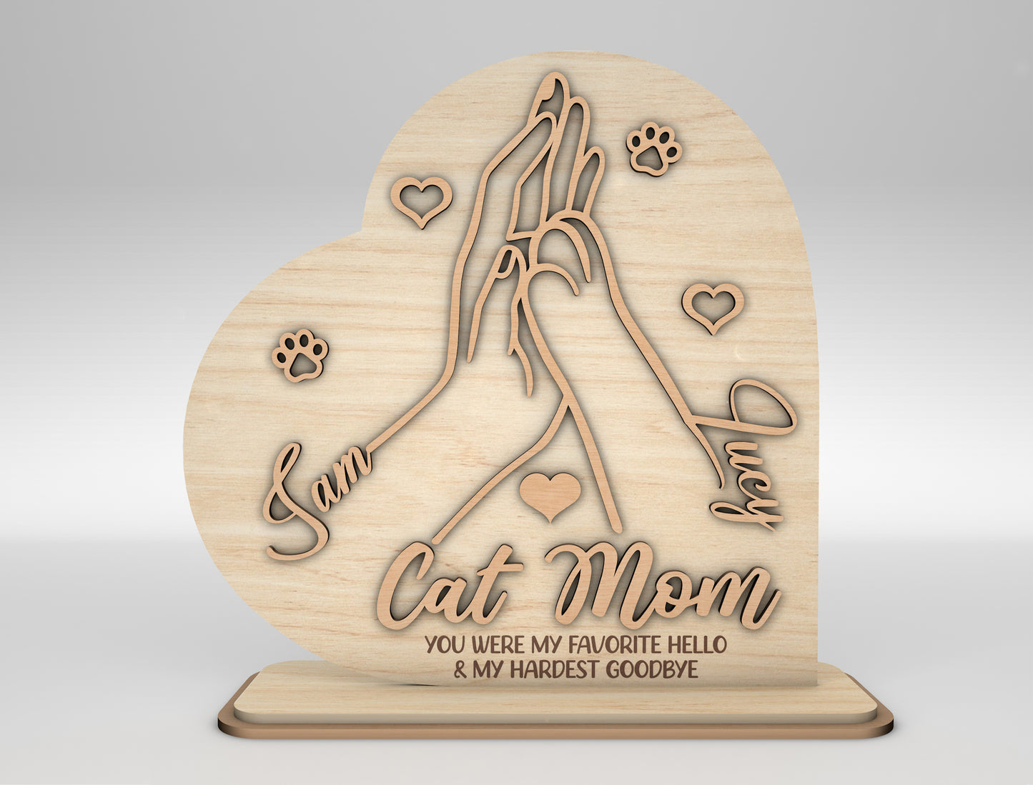 Cat Mom Paw Hands Sign SVG Pet Lover Gift for Glowforge and xTool