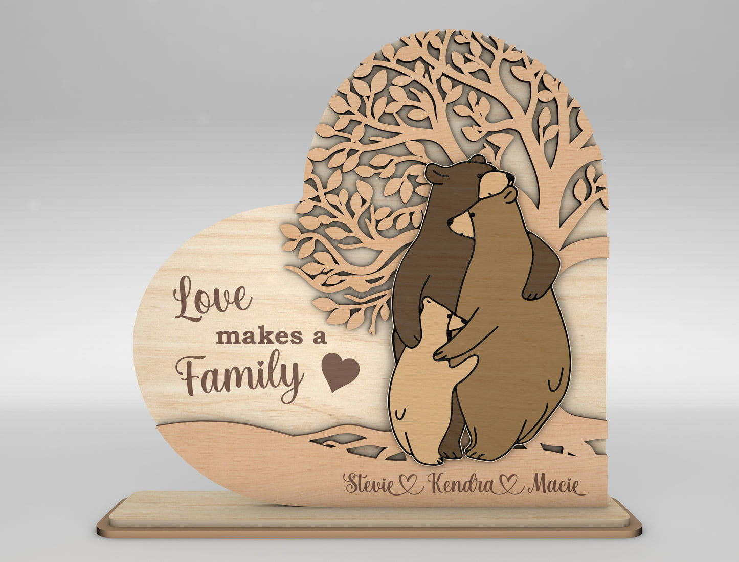 Bear Family Love Makes a Family Sign SVG for Glowforge