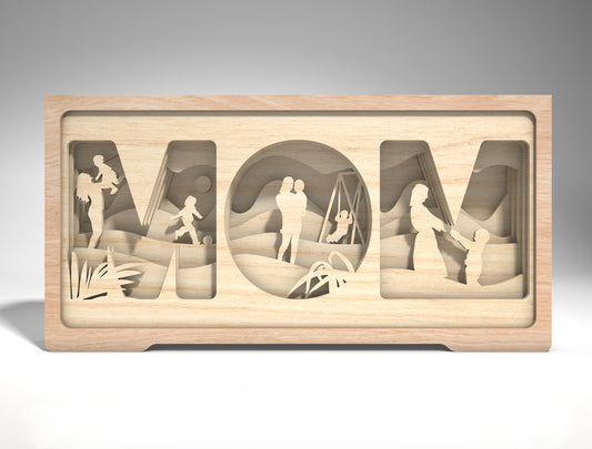 Mom and Son Layered Light Box Frame SVG for LightBurn and Glowforge