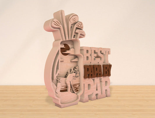 Best Papa By Par Laser Cut File | Golf Bag Decor | Layered Wooden Father’s Day Design | Glowforge, xTool, LightBurn, etc.