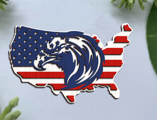Patriotic Eagle American SVG Laser Cut File for Glowforge