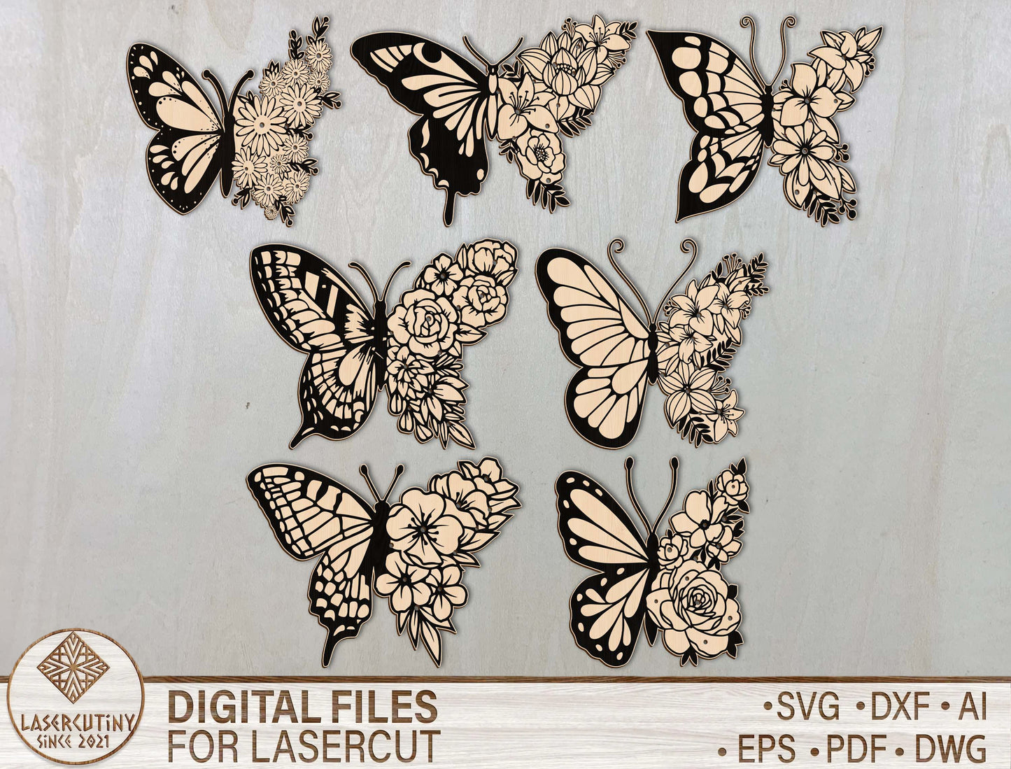 Butterfly Flower Holder SVG Laser Cut File for LightBurn and Glowforge