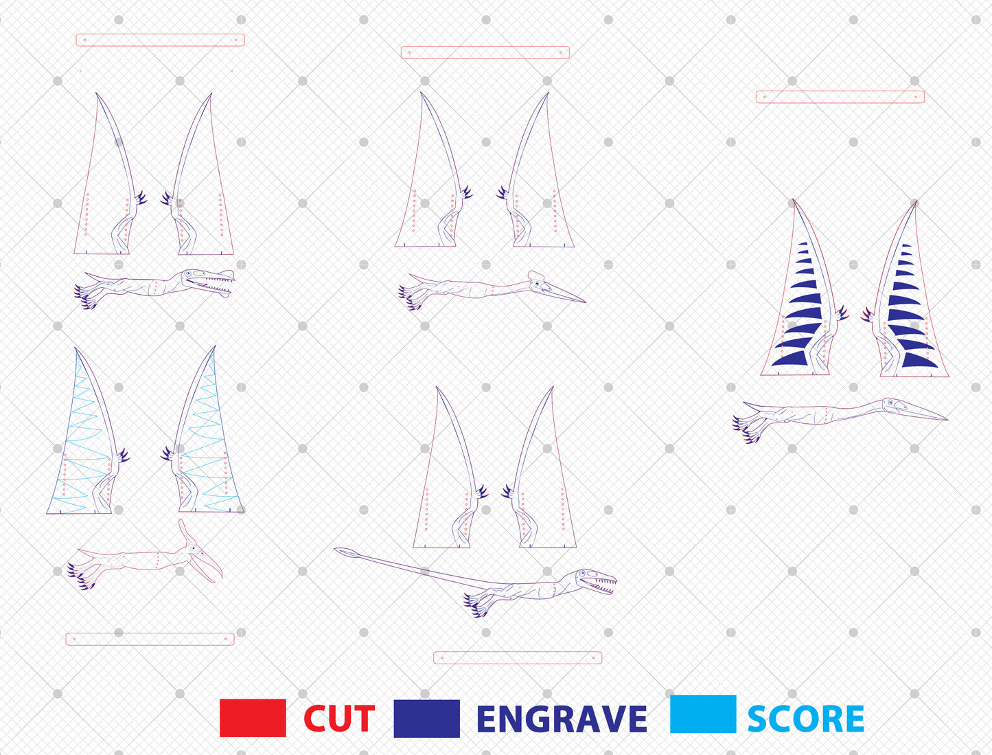 Pterodactyl SVG Bundle Flying Dinosaur Laser Cut File for Glowforge