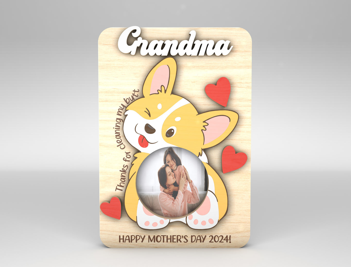 Mom Photo Frame Cute Animal Mother's Day SVG for Glowforge