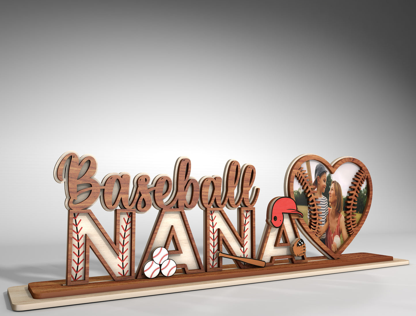 Personalized Sports Mom Photo Heart Sign SVG for LightBurn