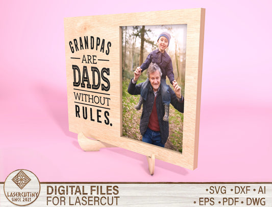 Grandpa Photo Frame SVG Laser Cut File for Glowforge and xTool