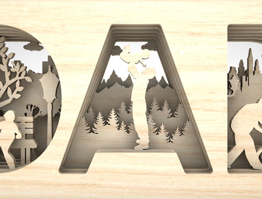 Dad Multilayer Outdoor Scene SVG Laser Cut File for Glowforge and LightBurn