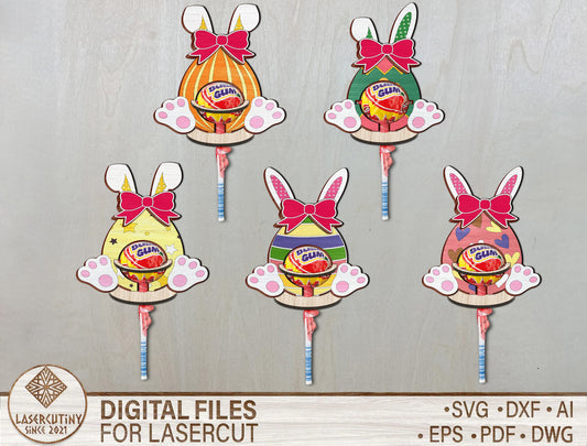 Easter Bunny Lollipop Holder SVG Bundle 15 Egg Candy for Glowforge and xTool