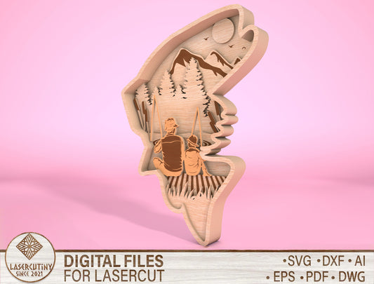 Multilayer Fishing Dad SVG Laser Cut File for Glowforge and xTool