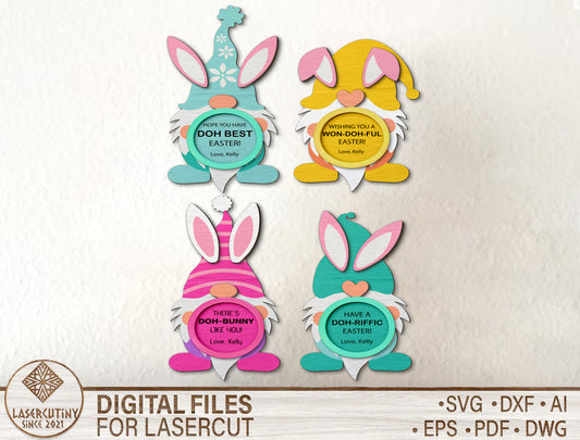 Playful Bunny Gnome Easter Sign SVG Bundle 8 Designs for LightBurn and xTool