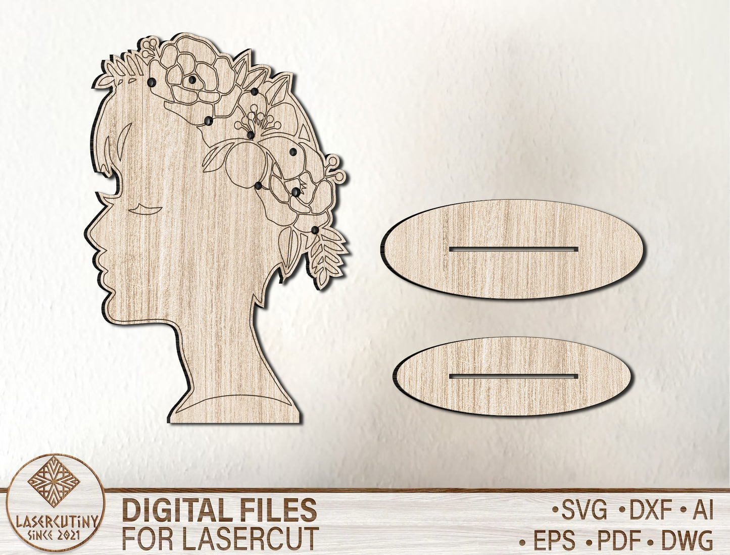 Floral Woman Stand SVG Botanical Female Silhouette for Glowforge