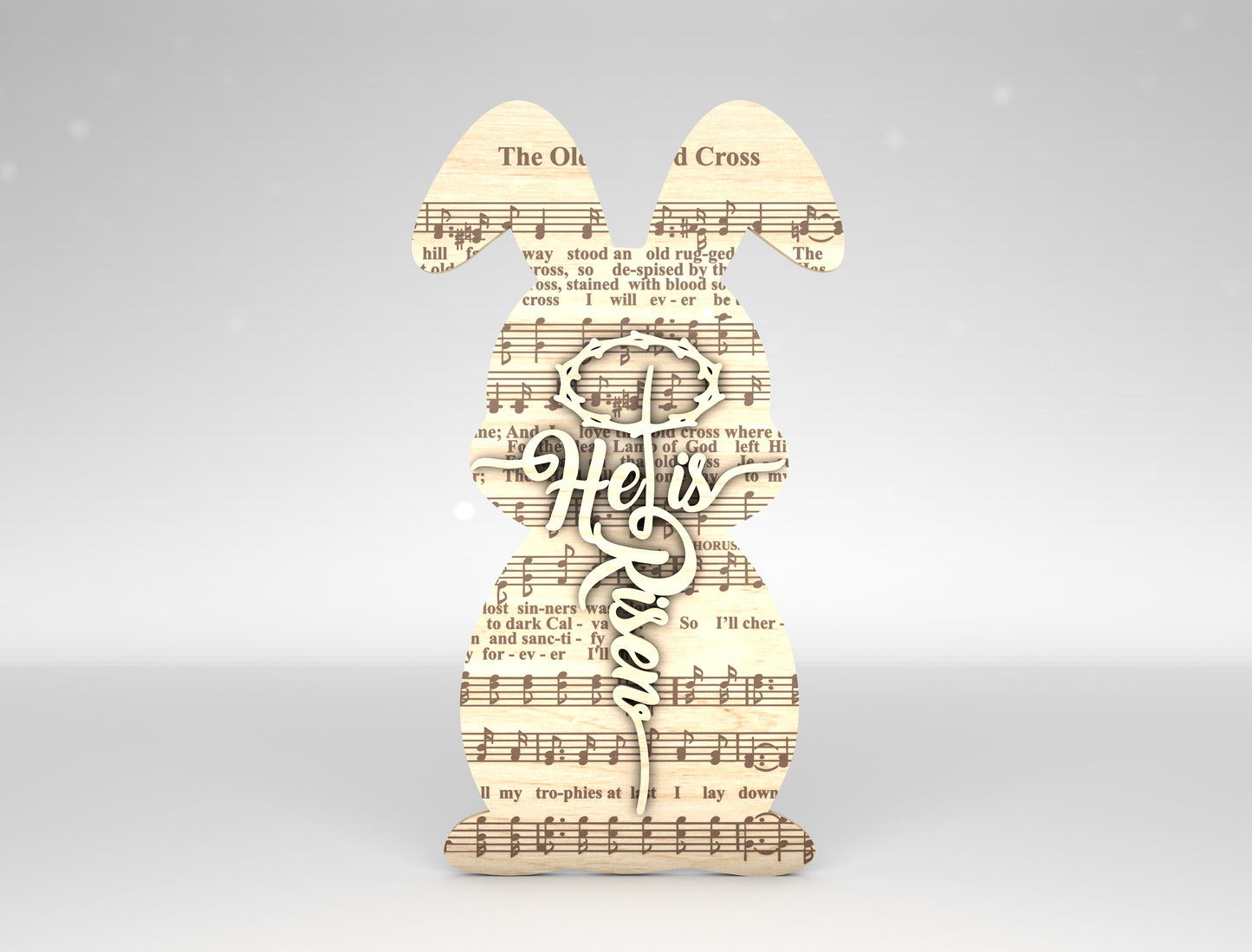 Christian Bunny Tabletop Sign Set – Easter Day He Is Risen Decor – Laser Cut File – 3 Designs