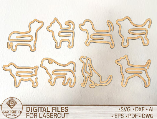 Dog Paper Clip SVG Bundle Laser Cut File for LightBurn and xTool