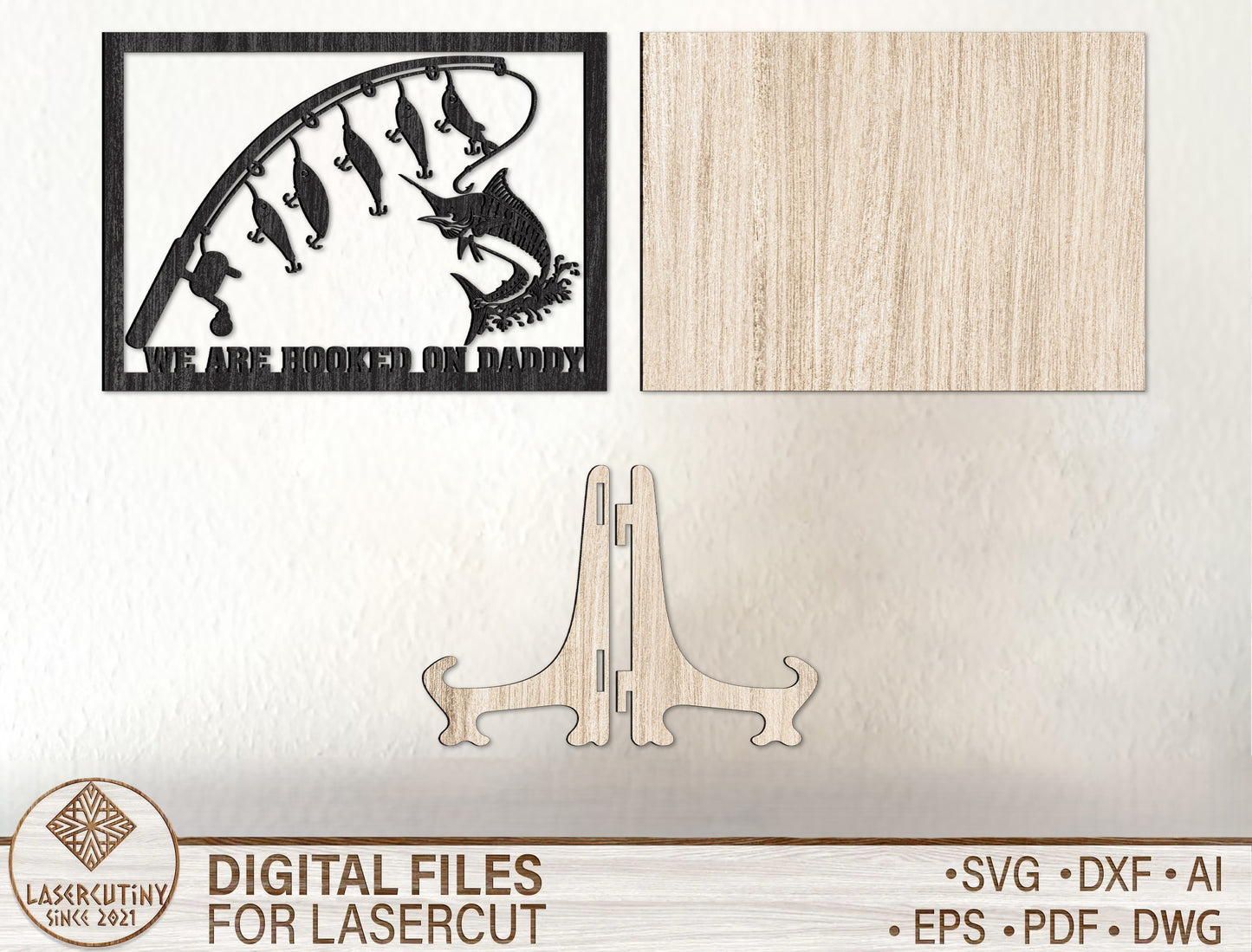 Personalized Fishing Dad Rustic Sign SVG for Glowforge and xTool