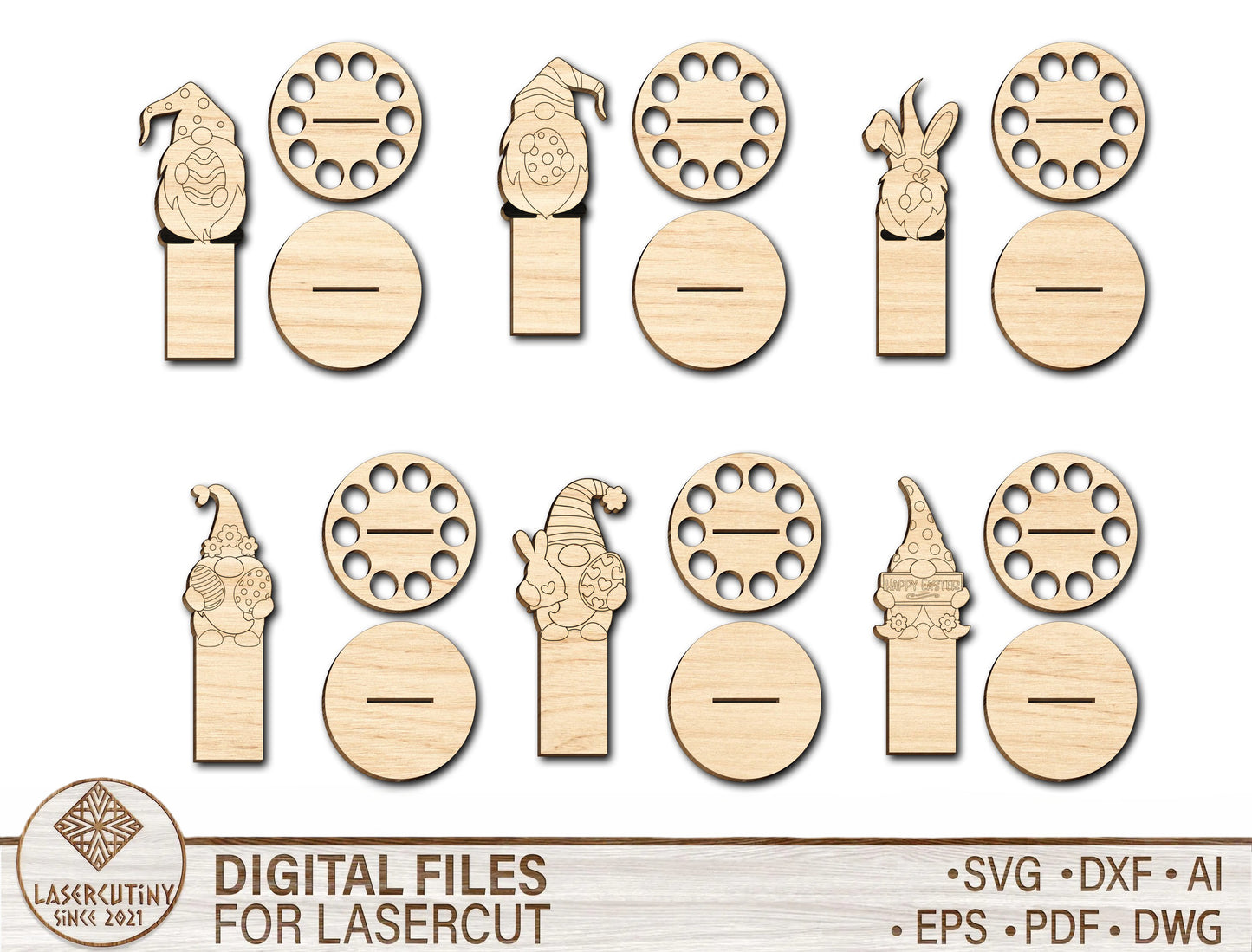 Easter Gnome Money Holder SVG Bundle 6 Cute Bunny Gnome for LightBurn