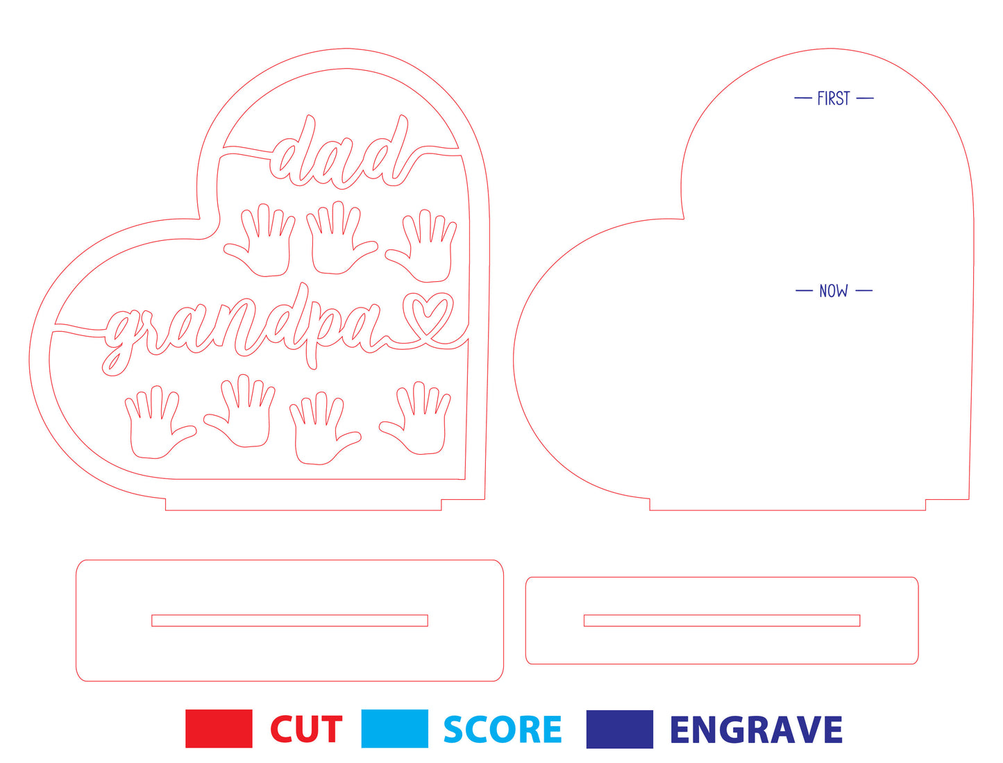 Personalized Dad Grandpa Handprint Sign SVG Laser Cut File for Glowforge and LightBurn