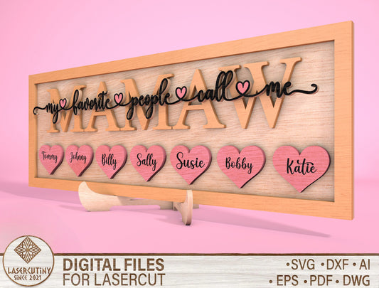 My Favorite People Call Me Mama Name Sign SVG for LightBurn and xTool