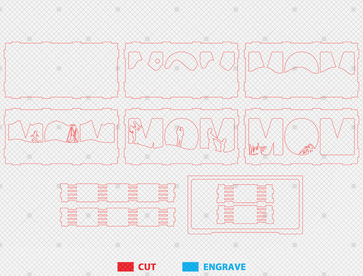 Mom and Son Layered Light Box Frame SVG for LightBurn and Glowforge