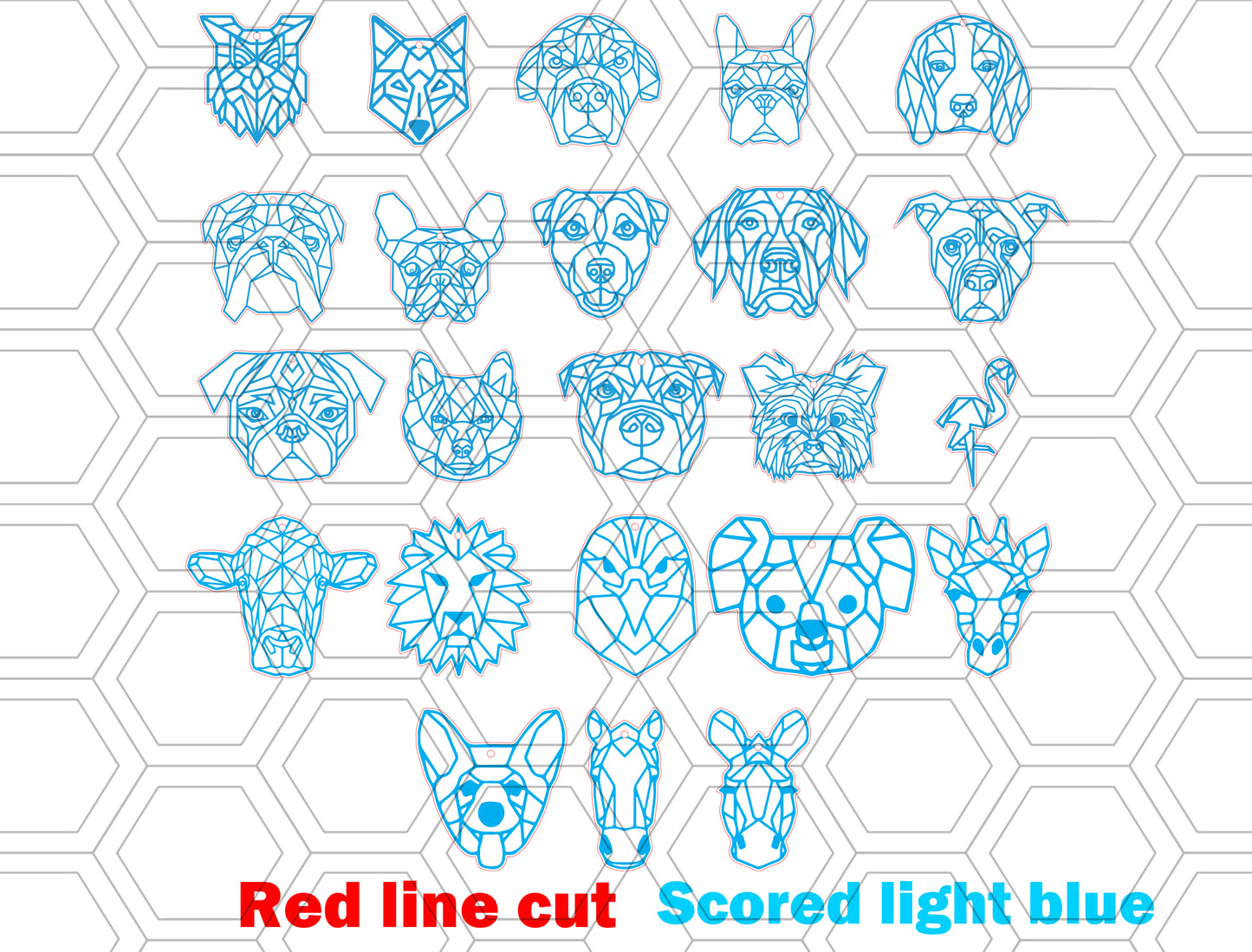 Geometric Animal Head Earring SVG Bundle for Glowforge and xTool