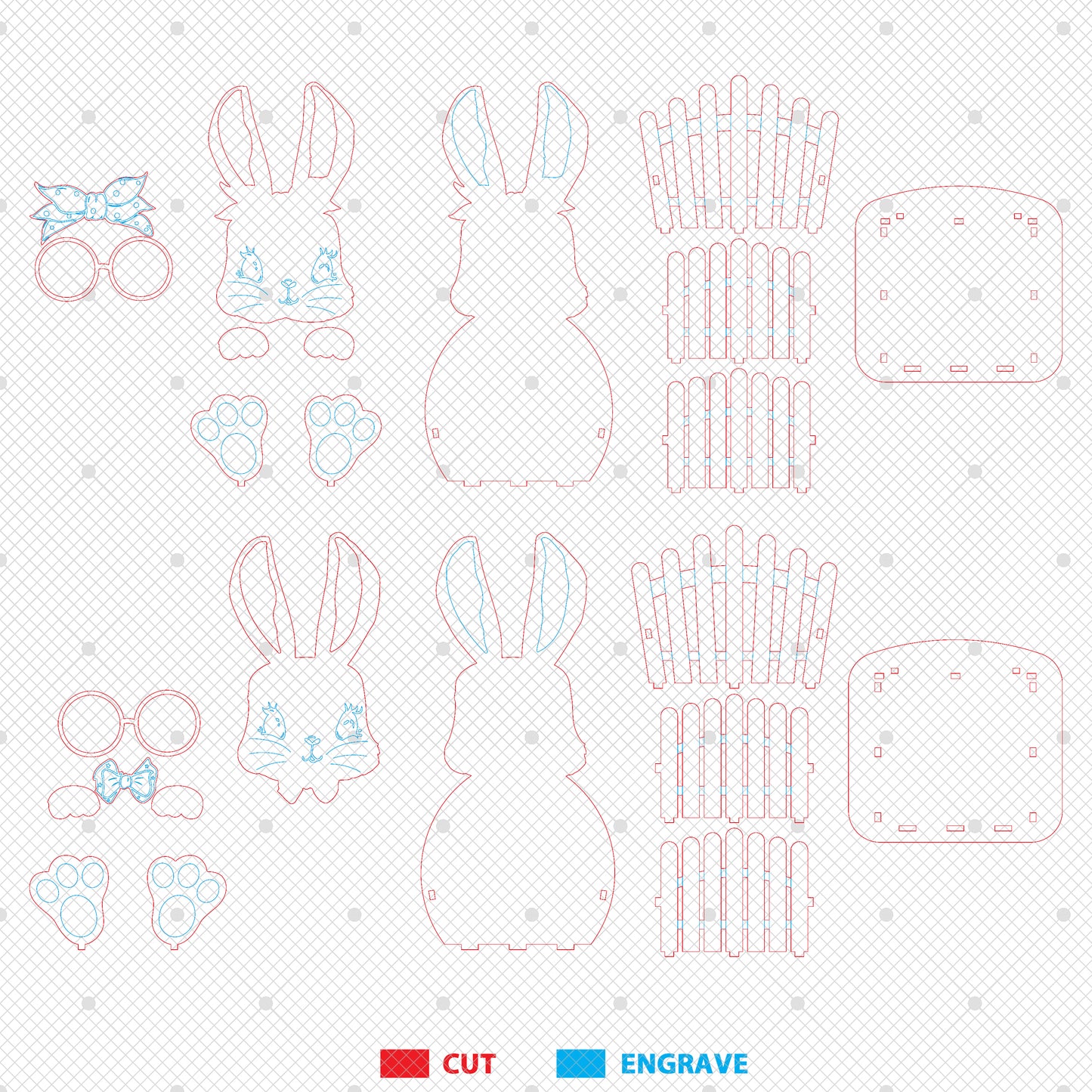 Easter Bunny Glasses Egg Holder SVG Cute Bunny for Glowforge and xTool