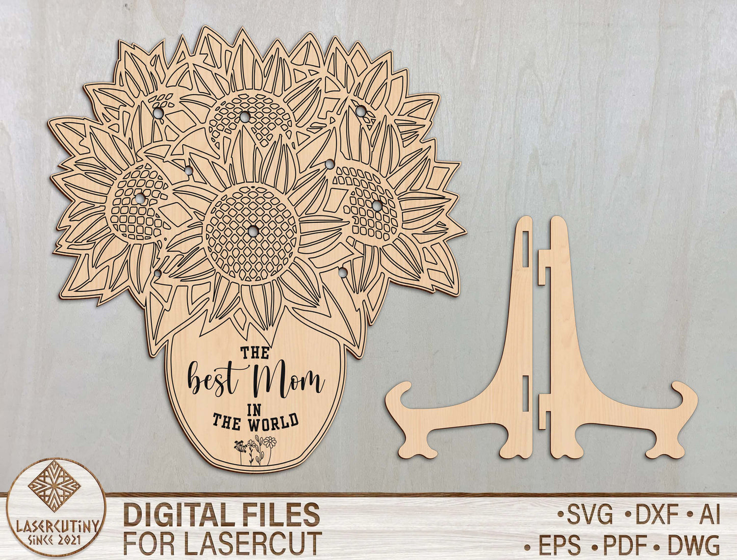 Mother's Day Bouquet Holder SVG Floral Insert Stand for Glowforge