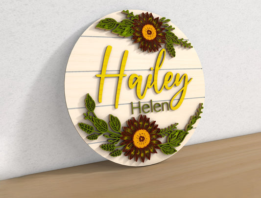 Sunflower Door Sign SVG for LightBurn and Glowforge