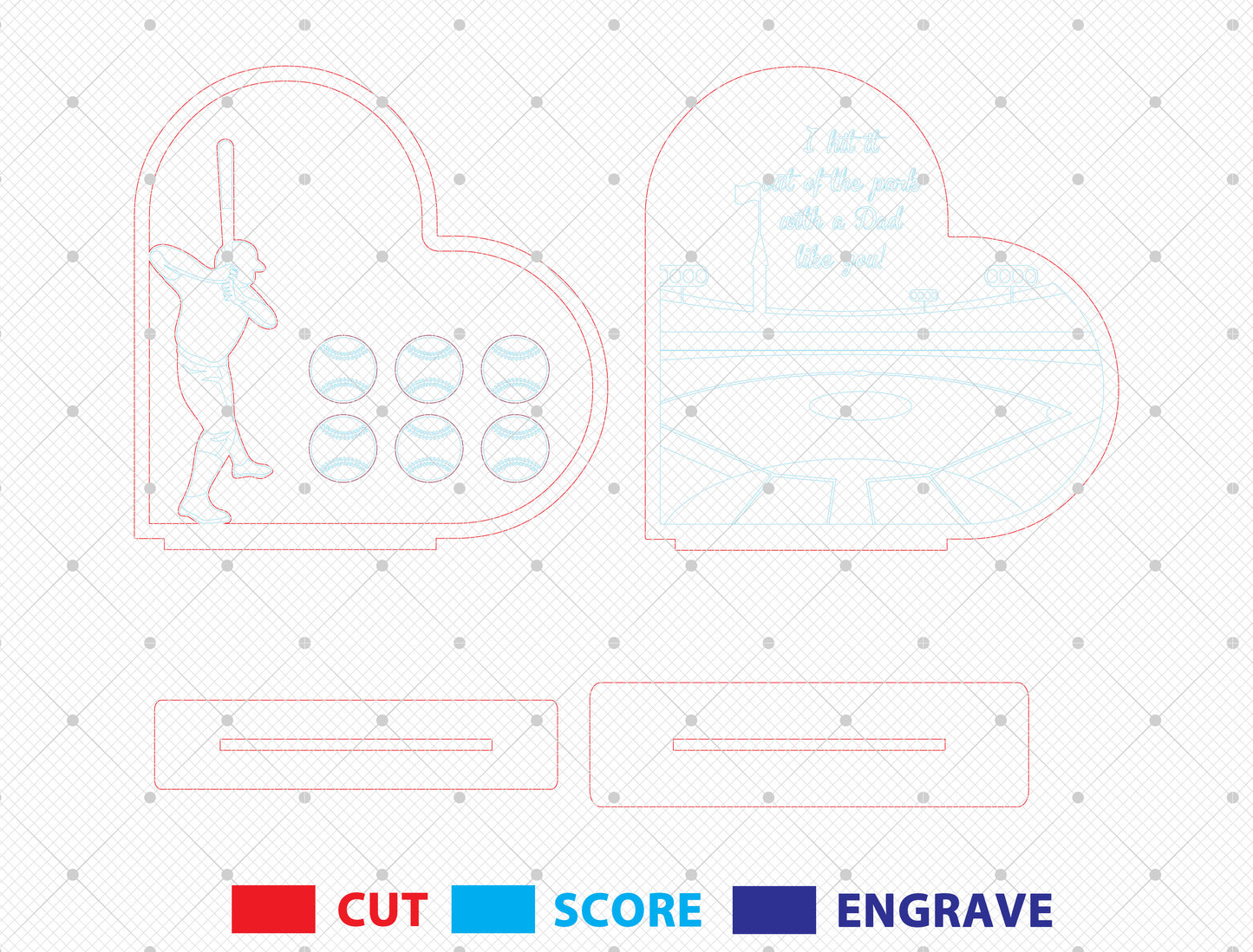 Personalized Baseball Dad Heart Sign SVG for Glowforge and xTool