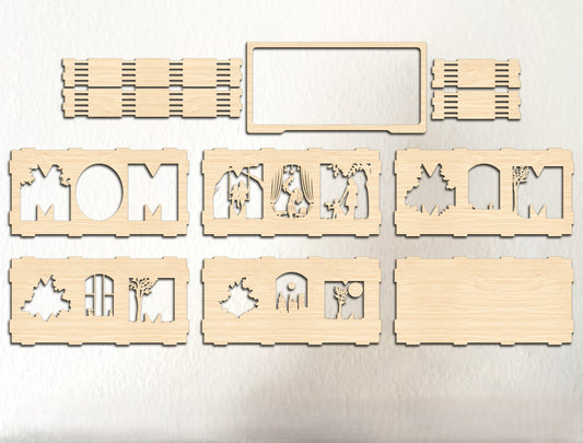 MOM Layered Story Light Box Frame SVG for Glowforge and xTool