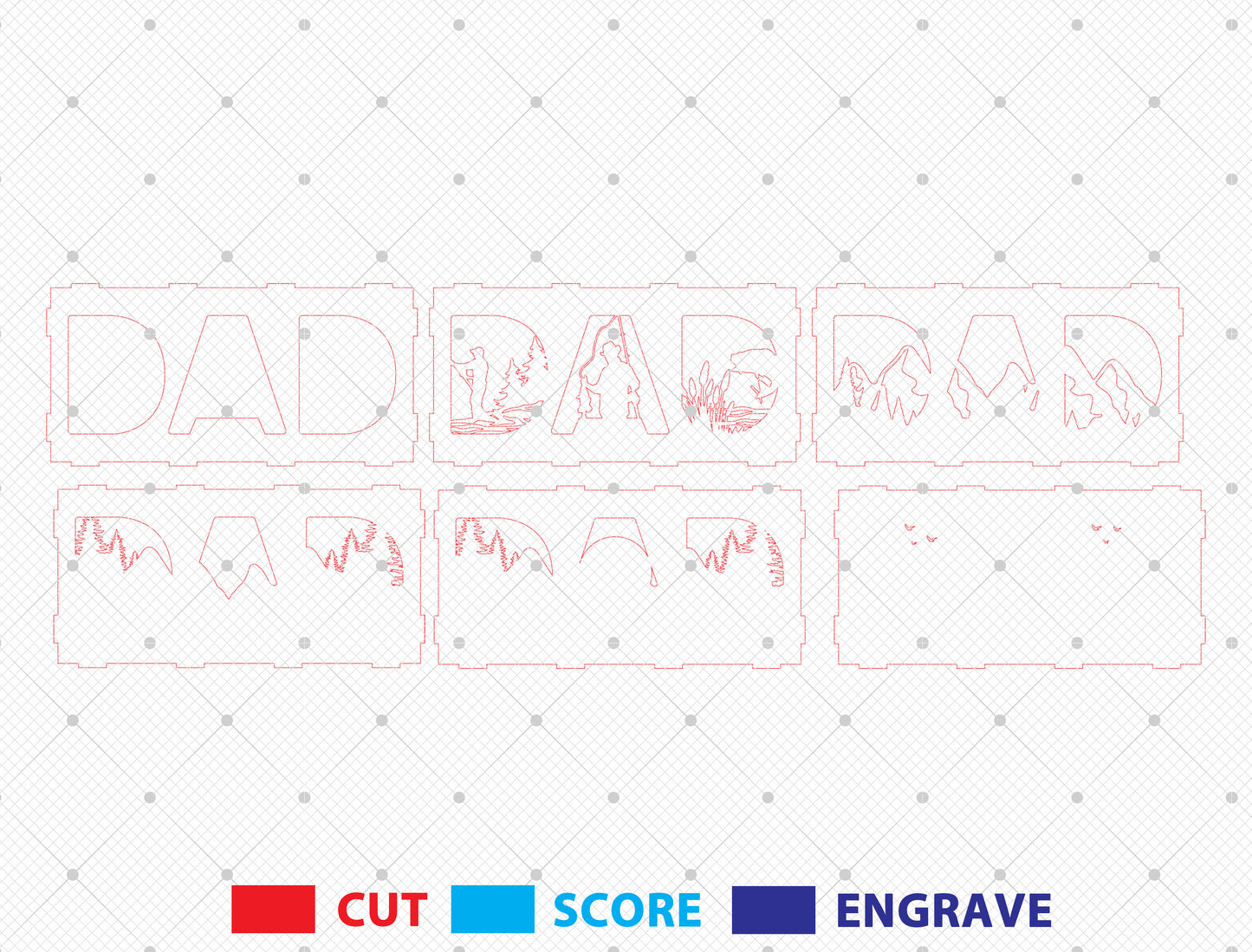 Dad Outdoor Multilayer Laser Cut File | Fishing Camping Dad Decor | Layered Wooden Shadow Box | Glowforge, xTool, LightBurn, etc.