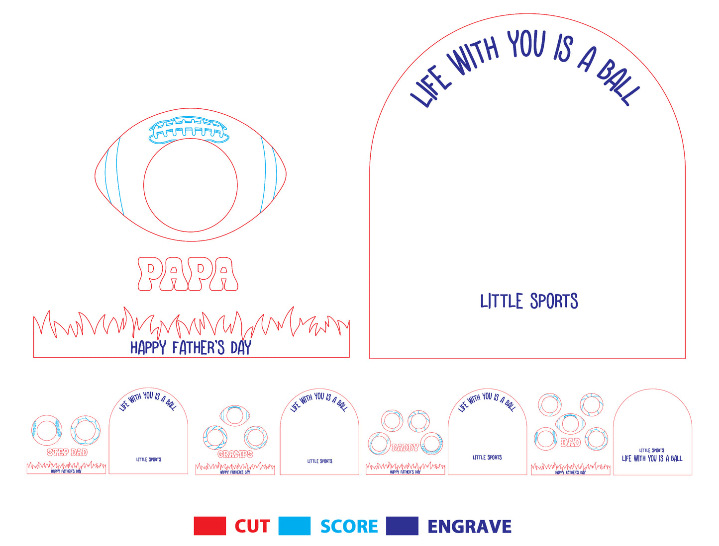 Father’s Day Football Photo Sign SVG Laser Cut File for LightBurn and xTool