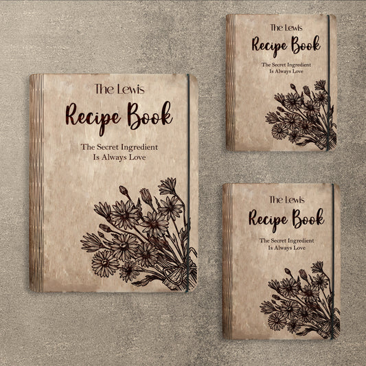 Floral Vintage Recipe Book SVG Cookbook Cover for LightBurn and xTool