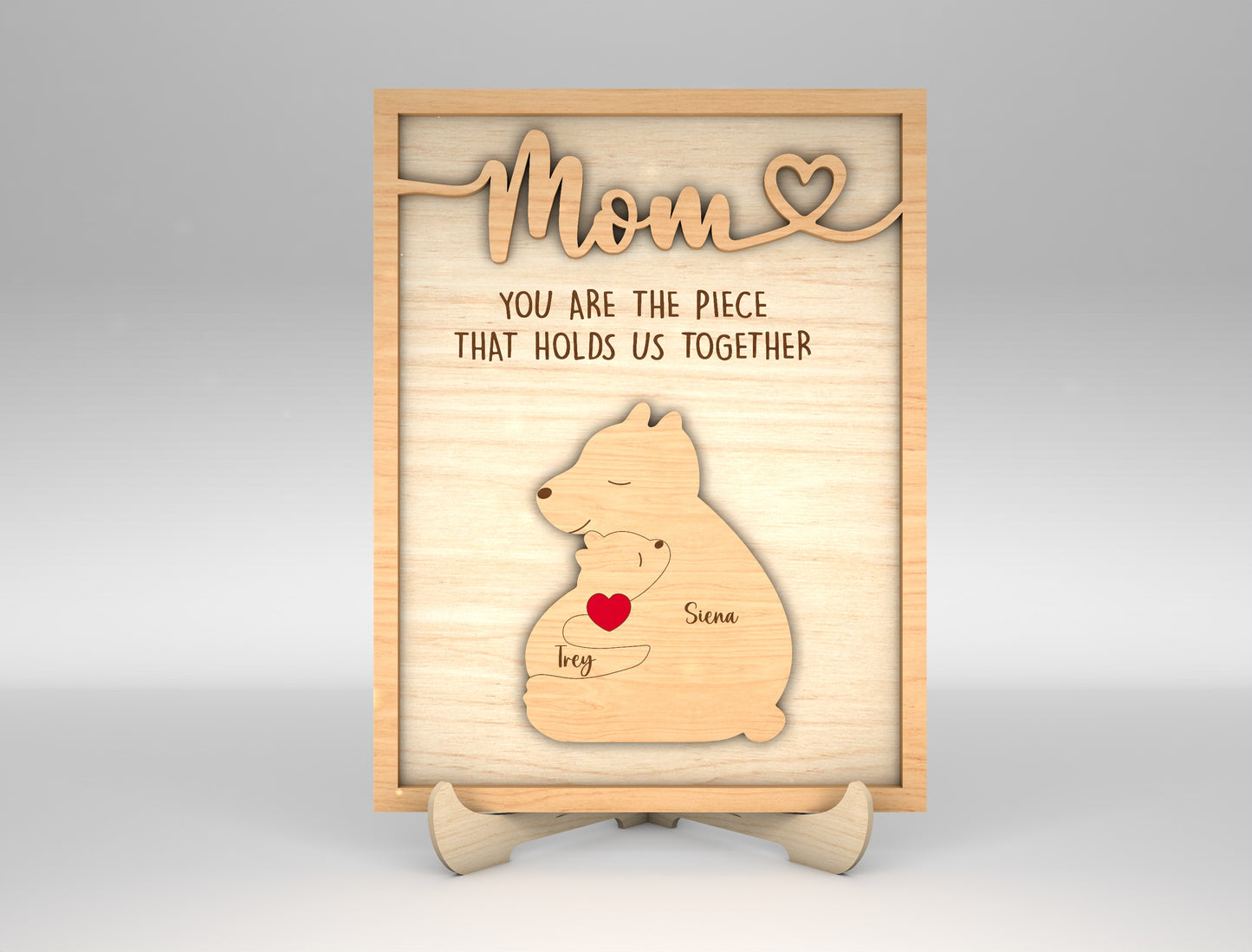 Mommy Bear Custom Name Family Sign SVG for xTool and Glowforge