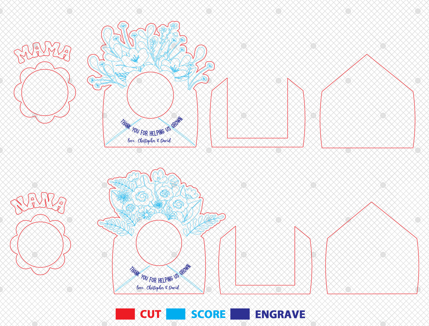 Floral Photo Frame Bouquet SVG Set Wooden Picture for Glowforge