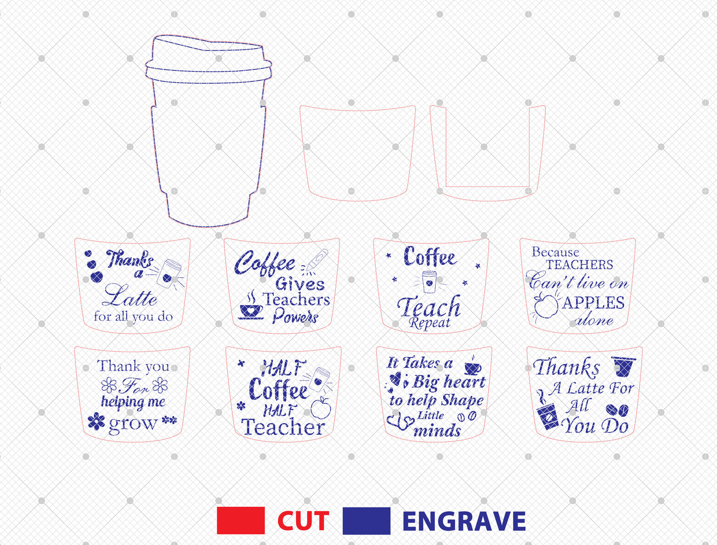 Teacher Coffee Gift Card Holder Laser Cut File for xTool and LightBurn