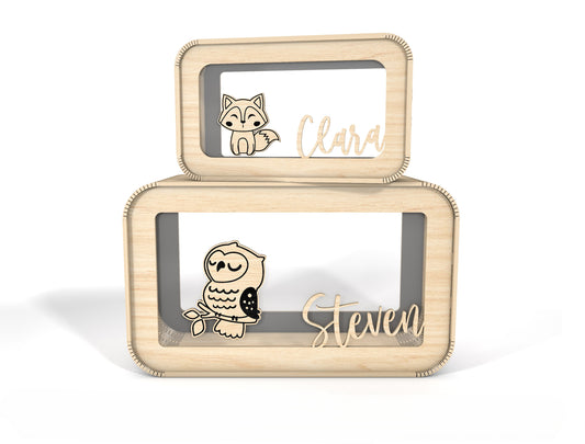 Personalized Animal Money Box SVG Laser Cut File for Glowforge and xTool