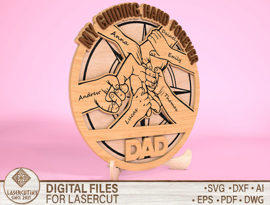 Personalized Dad Compass Sign SVG Laser Cut File for Glowforge and LightBurn