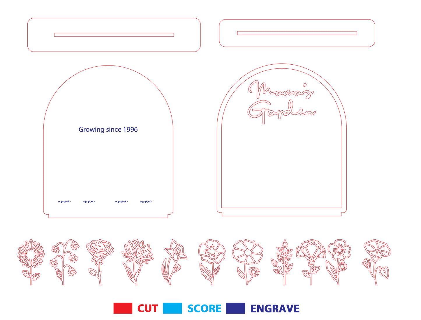Grandma Garden Floral Arch Sign SVG Bundle for LightBurn and xTool