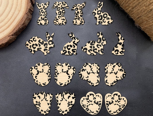 Leopard Bunny Earrings SVG Bundle 12 Animal Print Easter for Glowforge