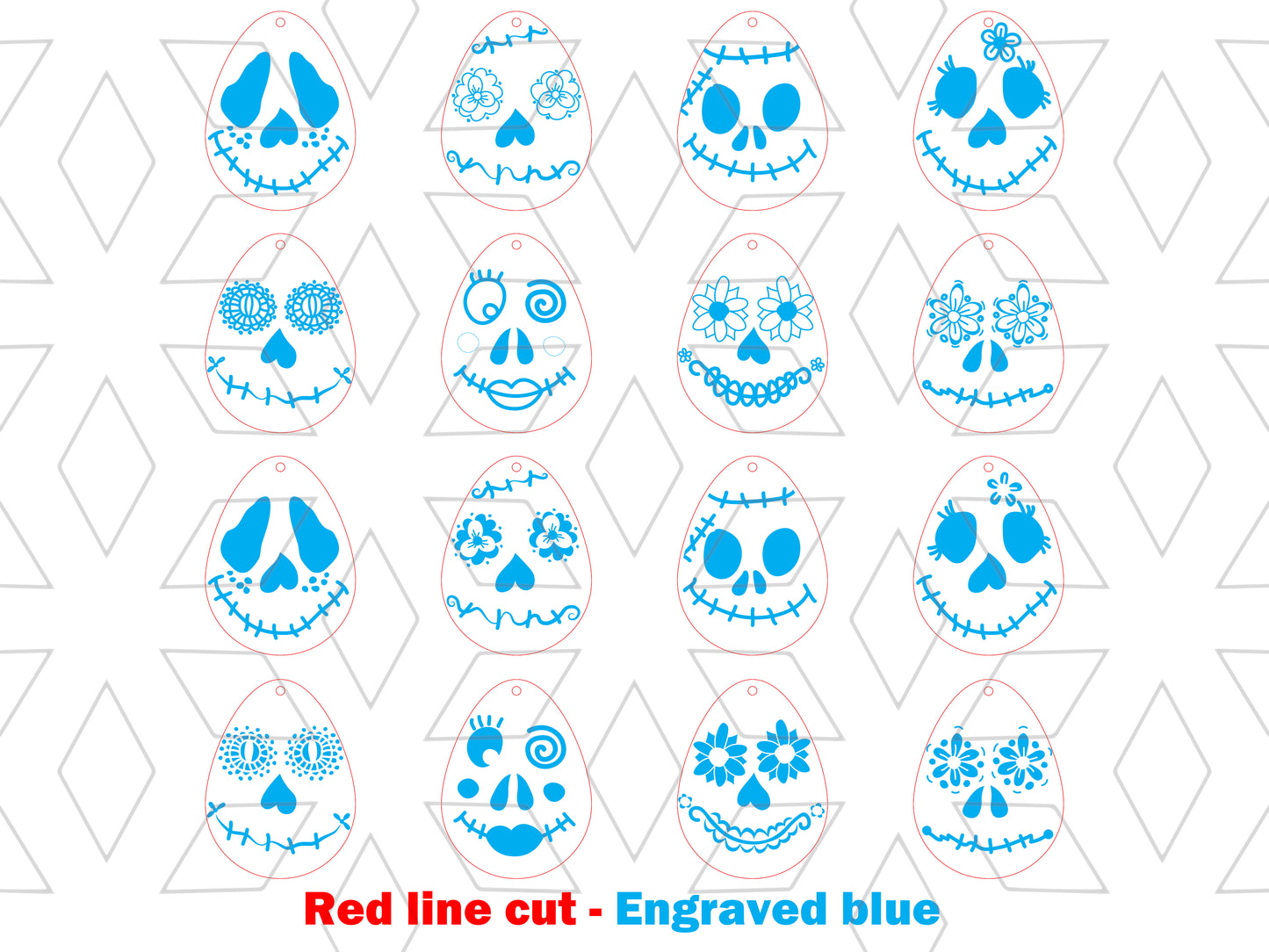 Easter Skull Egg Earrings SVG Floral Skull Easter for LightBurn and xTool