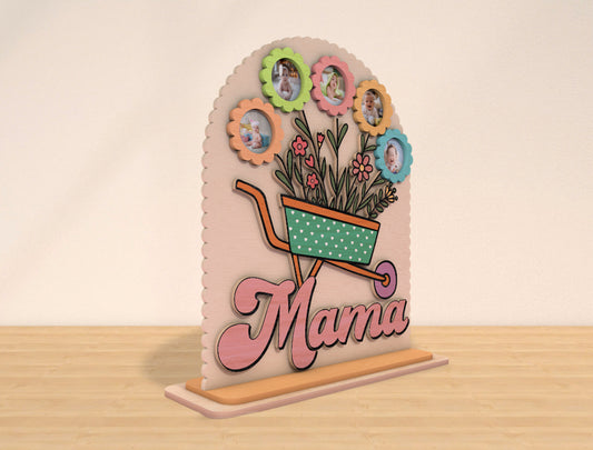 Mama Wheelbarrow Flower Photo Frame SVG Bundle for Glowforge and xTool
