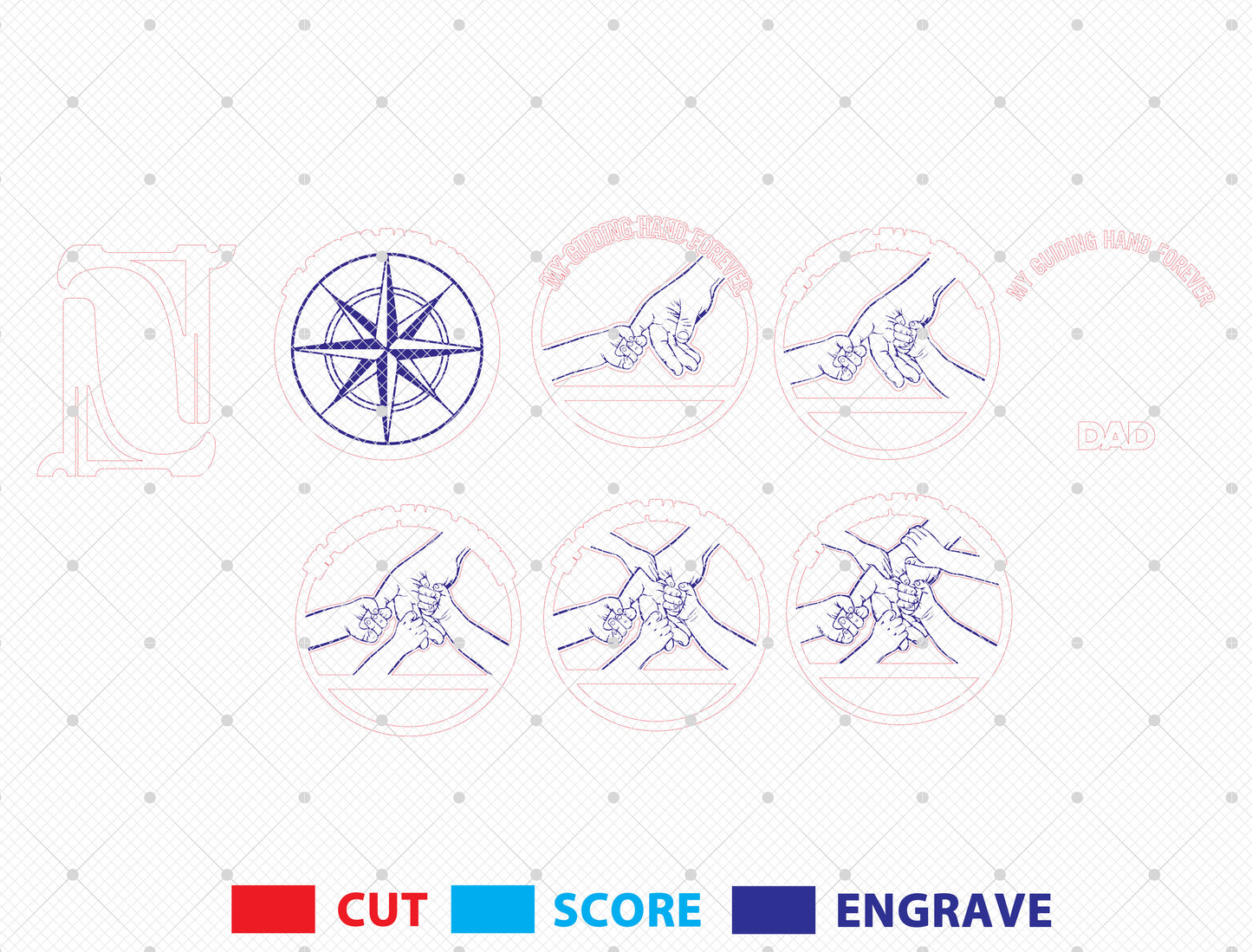Personalized Dad Compass Sign SVG Laser Cut File for Glowforge and LightBurn