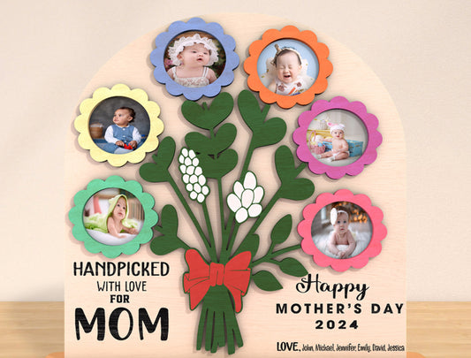 Handpicked With Love Mom Photo Frame SVG Bouquet for Glowforge