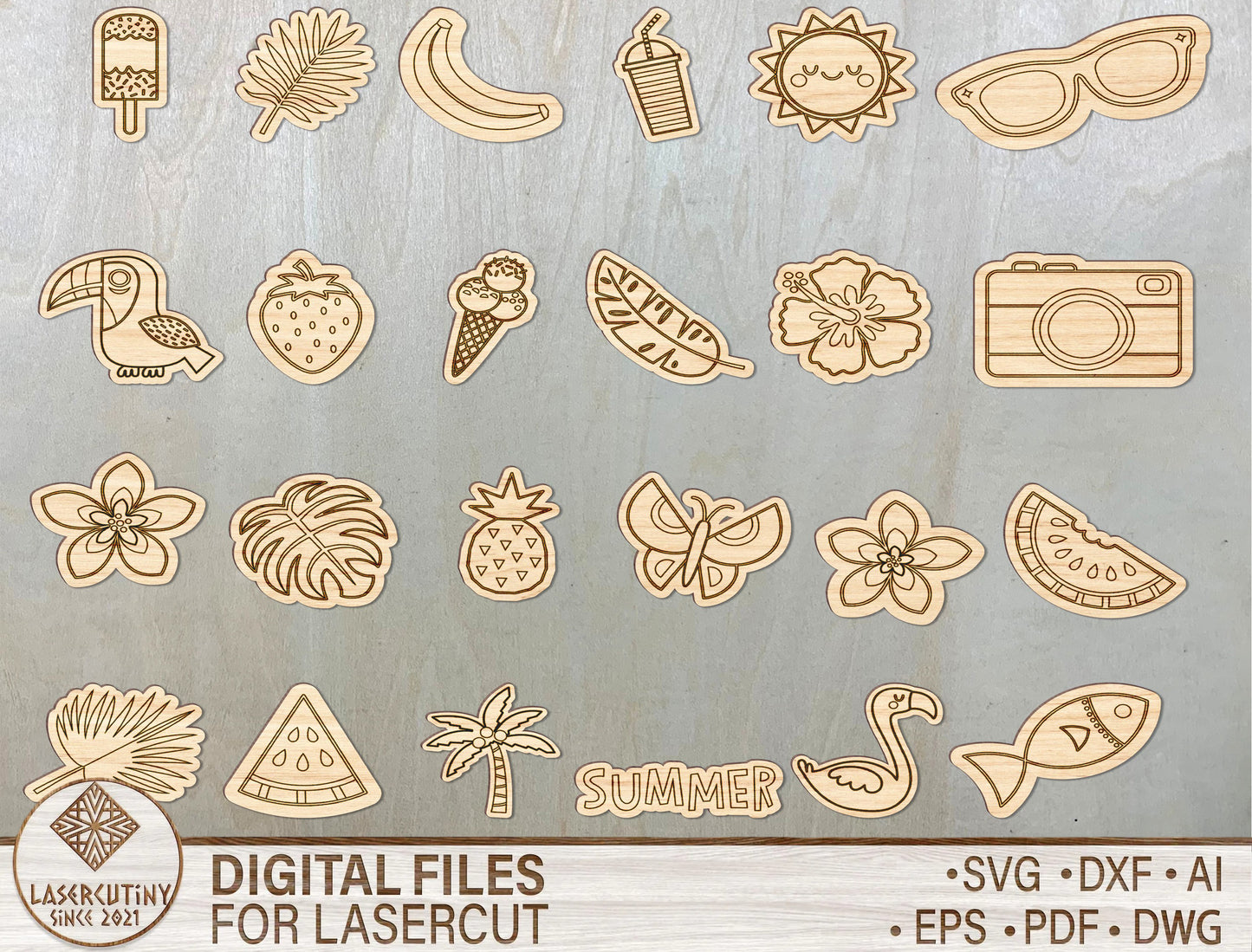 Summer Stud Earrings SVG Bundle for Glowforge and LightBurn
