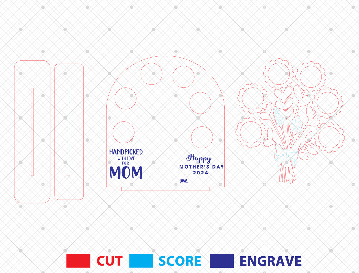 Handpicked With Love Mom Photo Frame SVG Bouquet for Glowforge