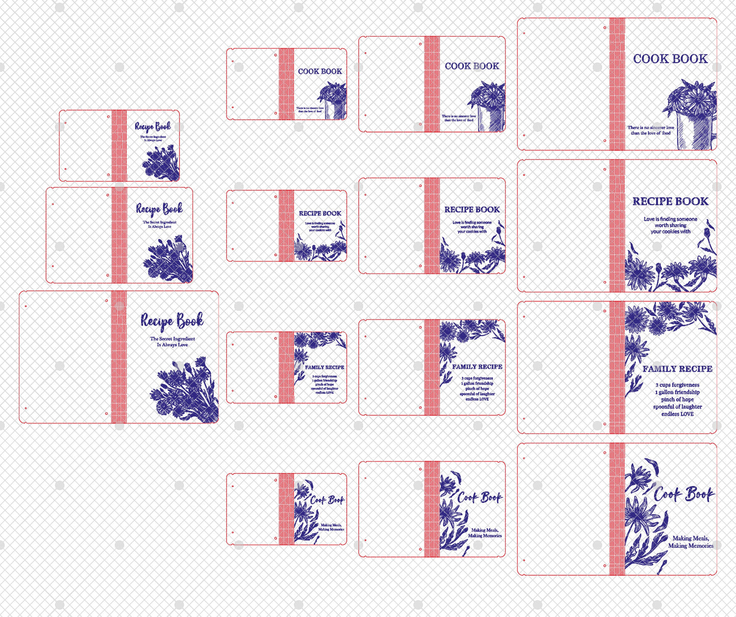 Family Vintage Floral Recipe Book SVG Engraved Binder for Glowforge