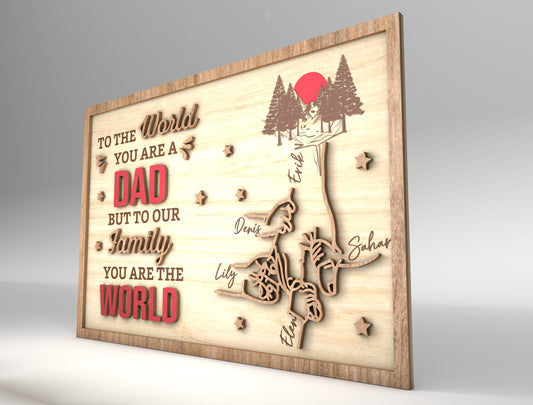 Personalized Dad Family Kids Hands Sign SVG Laser Cut File for LightBurn and xTool