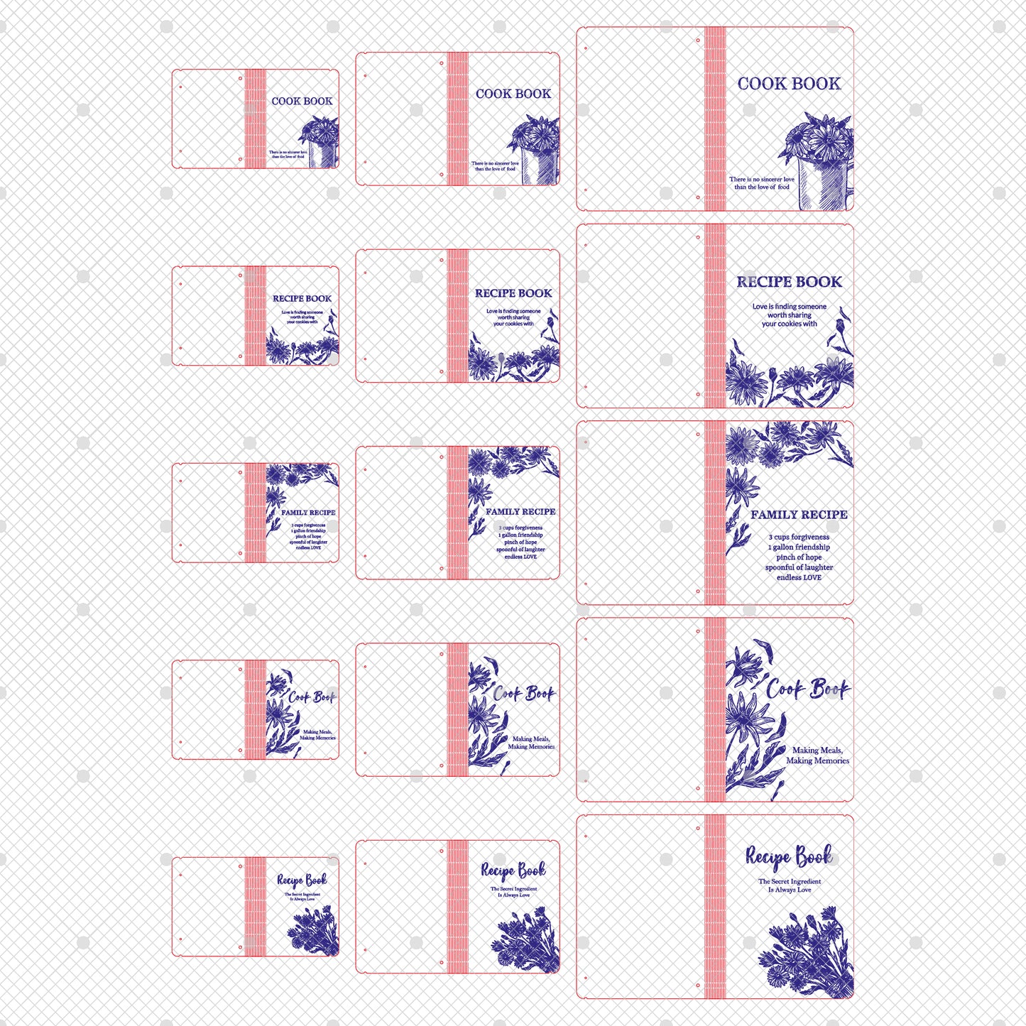 Floral Vintage Recipe Book SVG Cookbook Cover for LightBurn and xTool