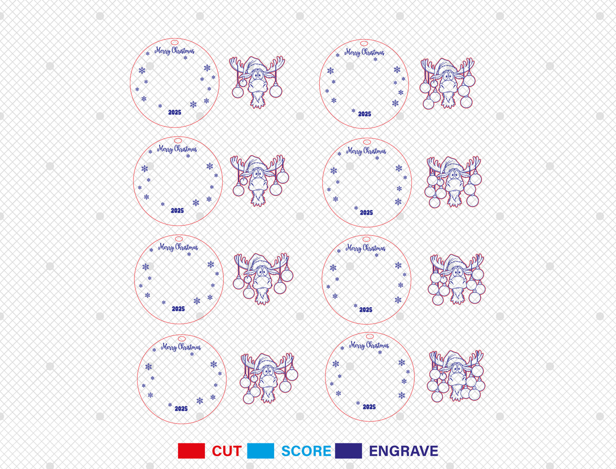 Personalized Moose Family Christmas Ornament SVG Laser Cut F 10