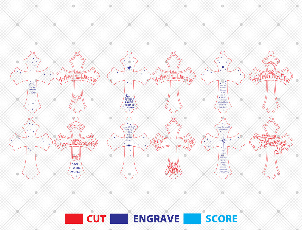Nativity Cross Ornament SVG Bundle Christian Christmas Desig 5