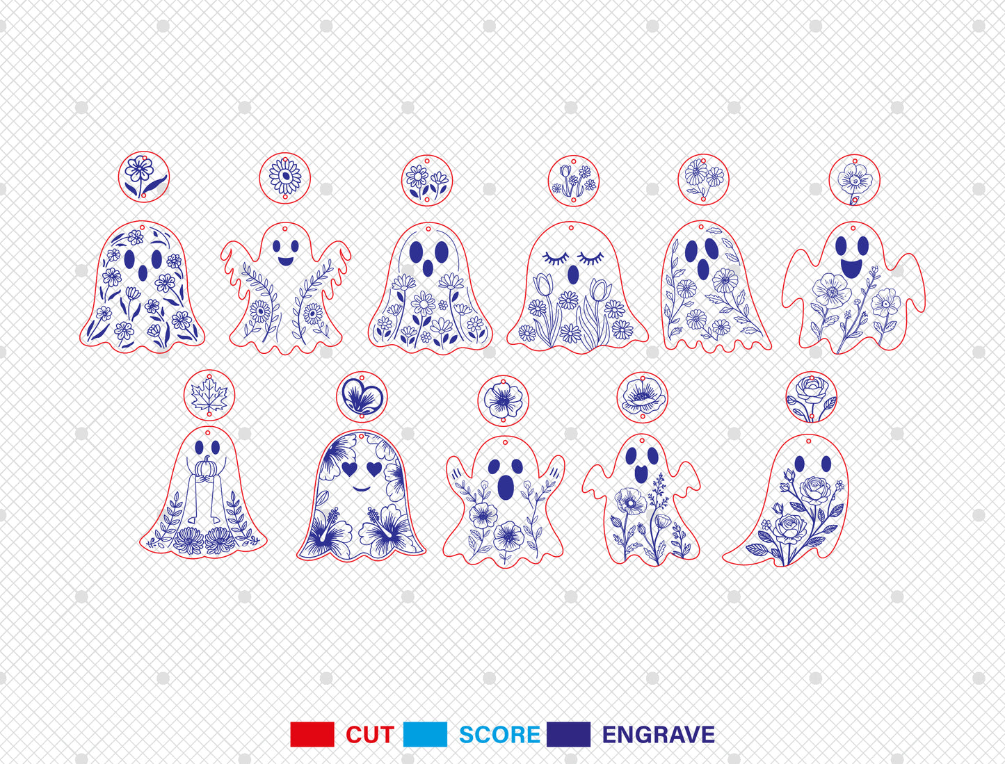 Ghost Sunflower Earrings SVG Bundle for Glowforge xTool LightBurn